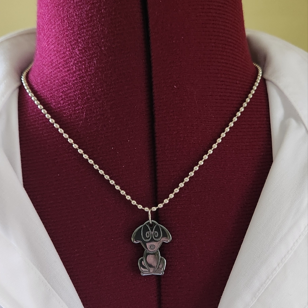 Hematite dog lover necklace